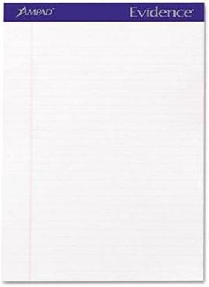 Ampad 20-320 Evidence Perf Top, Legal Rule, Letter, White, 50-Sheet Pads/Pack, Dz.