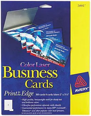 Avery Laser Business Cards, 2 x 3 1/2, White, 8 per Sheet, 160 per Pack