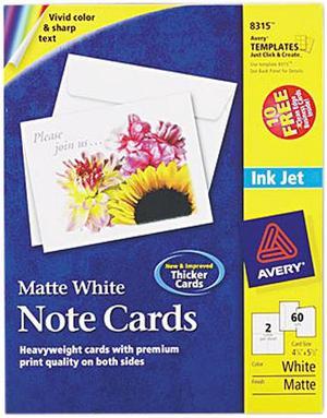 Avery 8315 Printer-Compatible Cards, 4-1/4 x 5-1/2, Two per Sheet, 60/Box with Envelopes