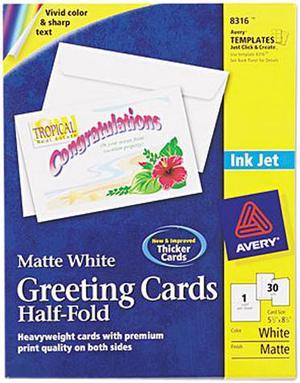 Avery Half-Fold Greeting Cards, Matte, 5-1/2" x 8-1/2", 30 Cards (8316)