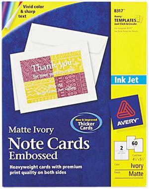 Avery 8317 Printable Embossed Cards, 4-1/4 x 5-1/2, Ivory, 2/Page, 60/Box with Envelopes