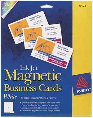 Avery AVE8374 Magnetic Business Cards, 2 x 3 1/2, White, 10/Sheet, 30/Pack