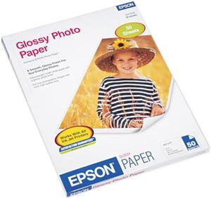 Epson America Glossy Photo Paper, 60 lbs., Glossy, 8-1/2 x 11, 50 Sheets/Pack