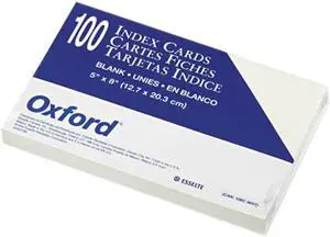 Oxford 50 Unruled Index Cards, 5 x 8, White, 100/Pack Oxford 50 Unruled Index Cards, 5 x 8, White, 100/Pack