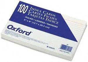 Oxford 51 Ruled Index Cards, 5 x 8, White, 100/Pack
