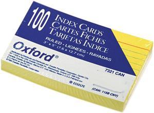 Oxford 7321-CAN Ruled Index Cards, 3 x 5, Canary, 100/Pack