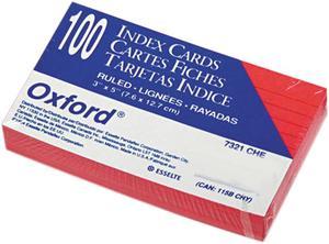 Oxford 7321-CHE Ruled Index Cards, 3 x 5, Cherry, 100/Pack