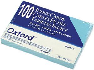 Oxford 7420-BLU Unruled Index Cards, 4 x 6, Blue, 100/Pack
