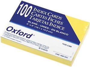 Oxford 7420-CAN Unruled Index Cards, 4 x 6, Canary, 100/Pack