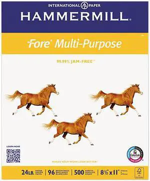 Hammermill Fore MP Multipurpose Paper - Letter - 8 1/2" x 11" - 24 lb Basis Weight - 5000 / Carton - White  HAM103283