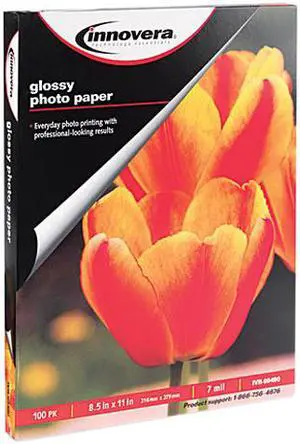Innovera 99490 Glossy Photo Paper, 8-1/2 x 11, 100 Sheets/Pack