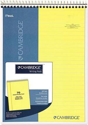 Mead 59880 Cambridge Premium Wirebound Legal Pad, Legal Rule, Letter, Canary, 70 Sheets/Pad