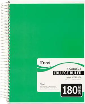 Mead 05682 Spiral Bound Notebook, College Rule, 8 x 10-1/2, White,Twin wire, 180 Sheets/Pad