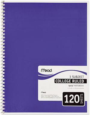 Mead 06710 Spiral Bound Notebook, College Rule, 8-1/2 x 11, White, 120 Sheets/Pad