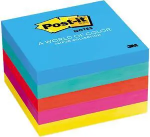 Post-it Notes 6545UC Original Pads in Jaipur Colors, 3 x 3, 100/Pad, 5 Pads/Pack, 1 Pack