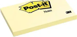 Post-it Notes 655-YW Original Notes, 3 x 5, Canary Yellow, 12 100-Sheet Pads/Pack