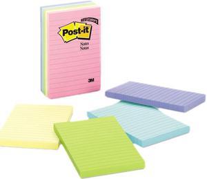 Post-it Notes 660-5PK-AST Original Pads in Pastel Colors, 4 x 6, Lined, Five Colors, 5 100-Sheet Pads/Pack