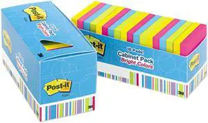 Post-it Notes 654-18BRCP Notes Cabinet Pack, 3 x 3, Ast. Bright Colors, 100 Sheets/Pad, 18/Pack