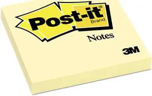 Post-it Notes 654-YW Original Notes, 3 x 3, Canary Yellow, 12 100-Sheet Pads/Pack