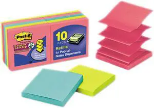 Post-it Pop-up Notes Super Sti R330-10SSAU Pop-Up Notes, 3 x 3, Jewel Pop, 10 90-Sheet Pads/Pack