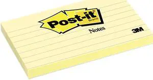 Post-it Notes 635-YW Original Notes, 3 x 5, Lined, Canary Yellow, 12 100-Sheet Pads/Pack