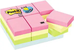 Post-it Notes 653-24APVAD Pastel Notes Value Pack, 1 1/2 x 2, Assorted, 24 100-Sheet Pads/Pack