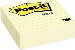 Post-it Notes 675-YL Original Lined Notes, 4 x 4, Canary Yellow, 300 Sheets