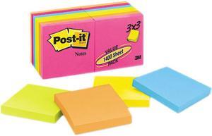 Post-it Notes 654-14AN Original Pads in Neon Colors, 3 x 3, Five Neon Colors, 14 100-Sheet Pads/Pack