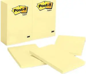 Post-it Notes 659-YW Original Notes, 4 x 6, Canary Yellow, 12 100-Sheet Pads/Pack