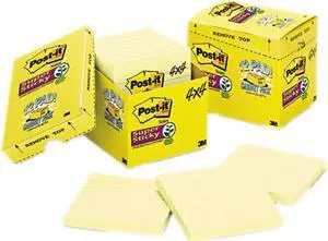 Post-it Notes Super Sticky 675-12SSCP Super Sticky Notes, 4 x 4, Lined, Canary Yellow, 12 90-Sheet Pads/Pack