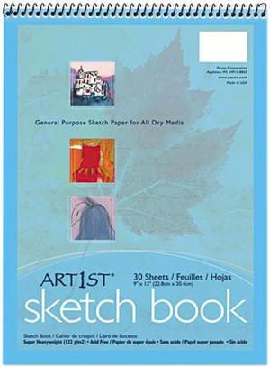 Pacon 103207 Artist's Sketch Book, Unruled, 80lb, 9 x 12, White, 30 Sheets/Pad
