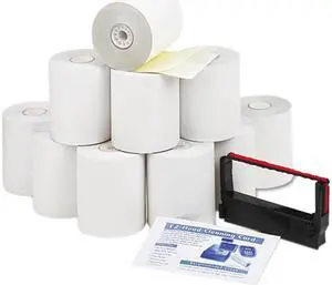 PM Company 09300 Paper Rolls, Credit Verification Kit, 3" x 90 ft, White/Canary, 10/Carton