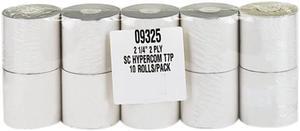 PM Company 09325 Paper Rolls, Credit Verification, 2-1/4" x 70 ft, White/Canary, 10/Pack