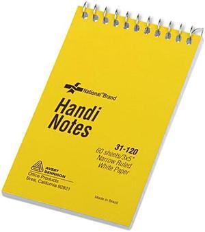 National Brand 31120 Wirebound Memo Book, Narrow Rule, 3 x 5, White, 60 Sheets/Pad