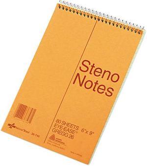 National Brand 36746 Standard Spiral Steno Book, Gregg Rule, 6 x 9, Green, 80 Sheets/Pad
