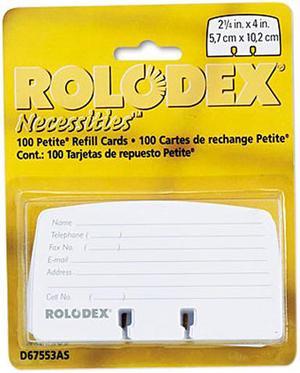 Rolodex 67553 Petite Refill Cards, 2 1/4 x 4, 100 Cards/Set