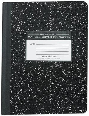 Roaring Spring 77222 Marble Cover Composition Book, Wide Rule, 9-3/4 x 7-1/2, 60 Pages