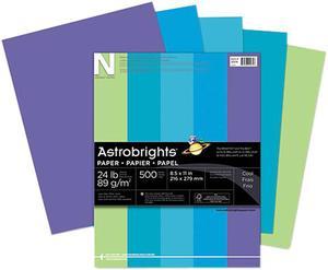Wausau Paper 20274 Astrobrights Colored Paper, 24lb, 8-1/2 x 11, Cool Assortment, 500 Sheets/Ream
