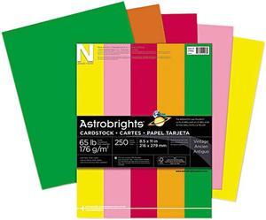 Wausau Paper 21003 Astrobrights Colored Card Stock, 65 lbs., 8-1/2 x 11, Assorted, 250 Sheets