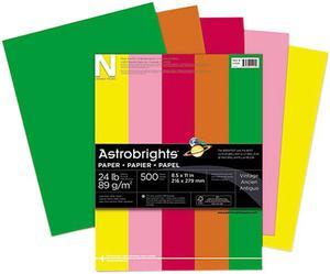 Wausau Paper 21224 Astrobrights Colored Paper, 24lb, 8-1/2 x 11, Assortment, 500 Sheets/Ream
