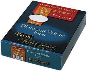 Southworth 31-220-10 25% Cotton Diamond White Business Paper, 20 lbs., 8-1/2 x 11, 500/Box