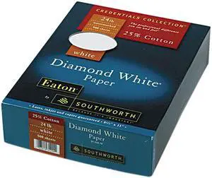 Southworth 31-224-10 25% Cotton Diamond White Paper, 24 lbs., 8-1/2 x 11, 500/Box
