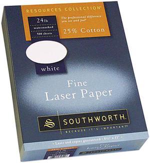 Southworth 31-724-10 25% Cotton Laser Paper, 24 lbs., 8-1/2 x 11, White, 500/Box