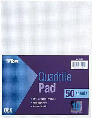 Tops 33101 Quadrille Pads, 10 Squares/inch, 8-1/2 x 11, White, 50 Sheets/Pad
