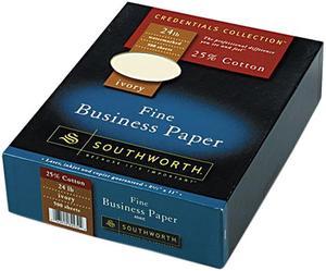 Southworth 404IC 25% Cotton Business Paper, 24 lbs., 8-1/2 x 11, Ivory, 500/Box