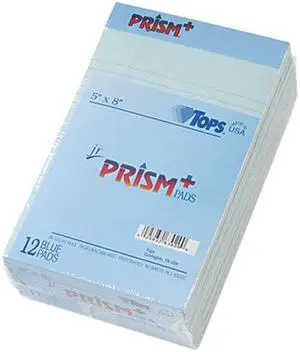 Tops 63020 Prism Plus Colored Jr. Legal Pads, 5 x 8, Blue, 50-Sheet Pads, 12/Pack
