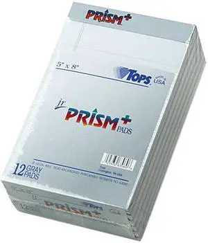 Tops 63060 Prism Plus Colored Jr. Legal Pads, 5 x 8, Gray, 50-Sheet Pads, 12/Pack