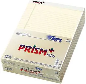 Tops 63130 Prism Plus Colored Writing Pads, Lgl Rule, Ltr, Ivory, 50-Sheet Pads, 12/Pack