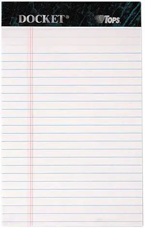 Tops 63360 Docket Ruled Perforated Pads, Legal Rule, 5 x 8, White, 12 50-Sheet Pads/Pack