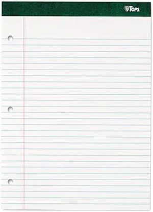 Tops 63379 Double Docket Writing Pad, Extra Stiff Back, Legal Rule, Ltr, WE, 100-Sheet